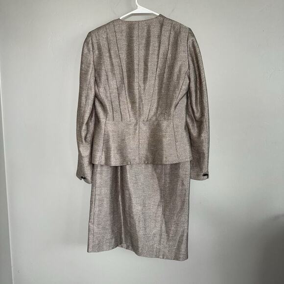 Anne Klein Sheath Dress & Blazer Set - Dress Sz 6 Blazer Sz 4 - Linen Silk Wool - Picture 14 of 16